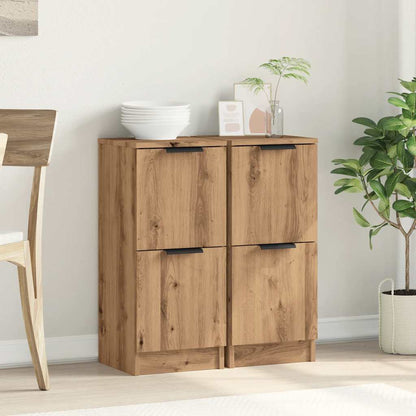 Dressoirs 2 st 30x30x70 cm bewerkt hout artisanaal eikenkleur