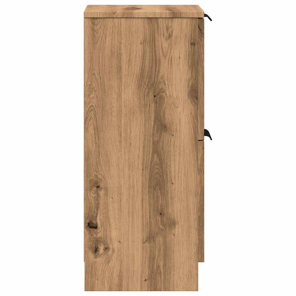 Dressoirs 2 st 30x30x70 cm bewerkt hout artisanaal eikenkleur
