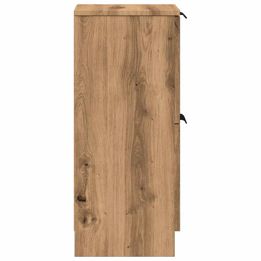 Dressoirs 2 st 30x30x70 cm bewerkt hout artisanaal eikenkleur