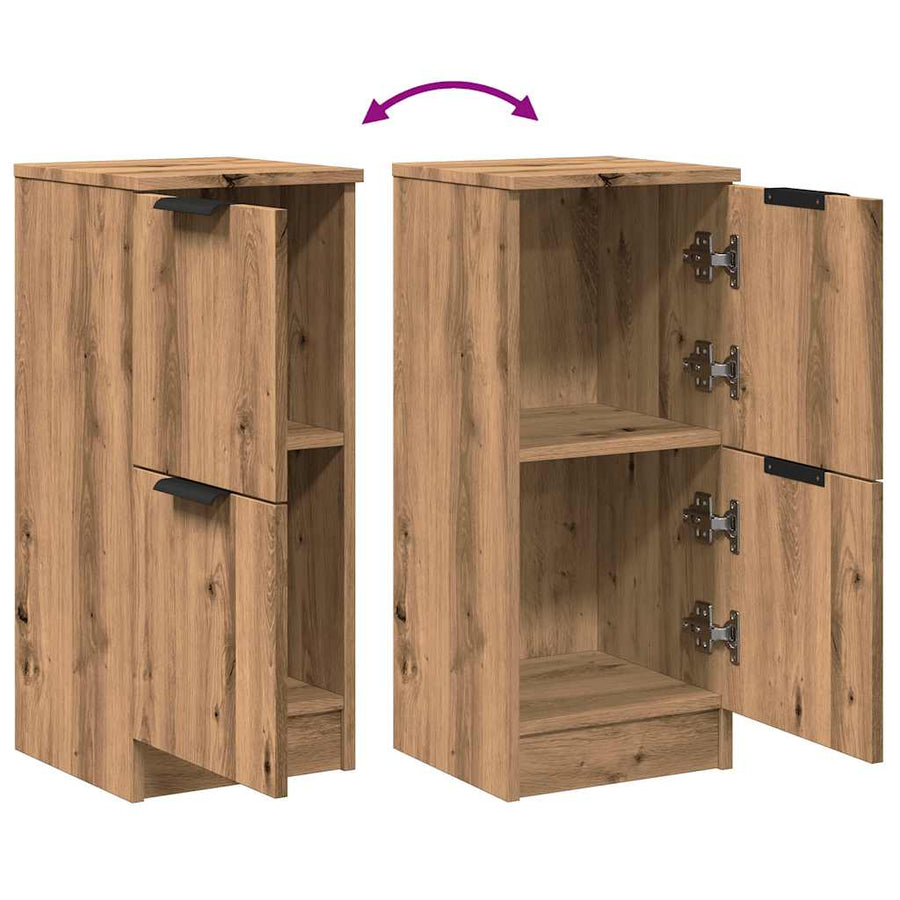 Dressoirs 2 st 30x30x70 cm bewerkt hout artisanaal eikenkleur