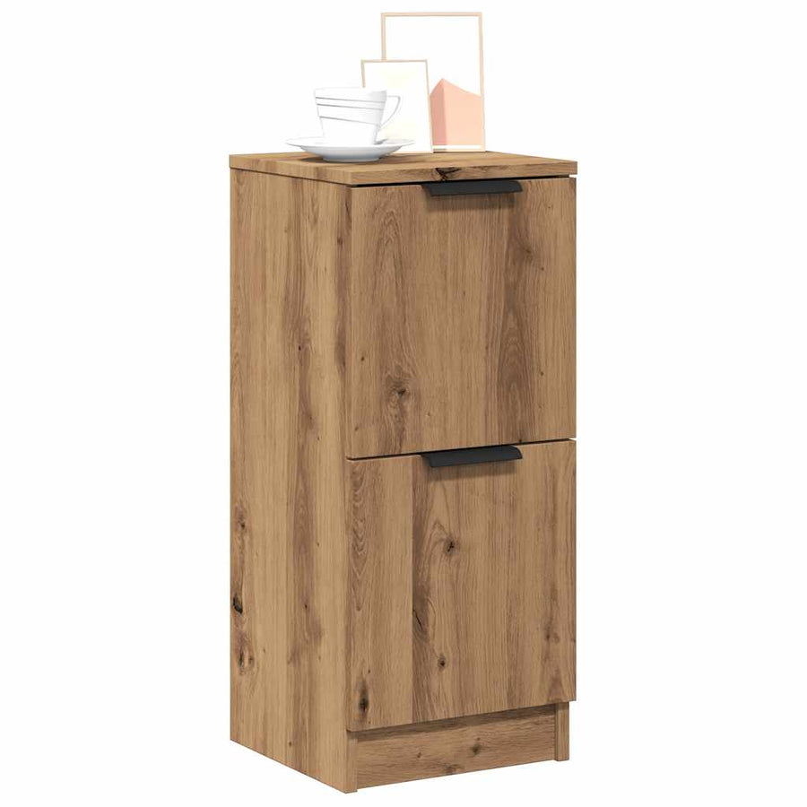 Dressoirs 2 st 30x30x70 cm bewerkt hout artisanaal eikenkleur