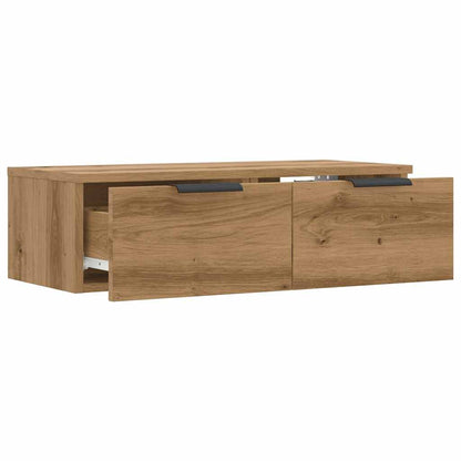 Wandkast 68x30x20 cm bewerkt hout oud houtkleurig