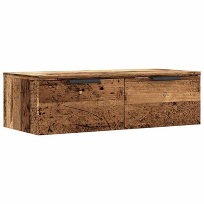 Wandkast 68x30x20 cm bewerkt hout artisanaal eikenkleurig