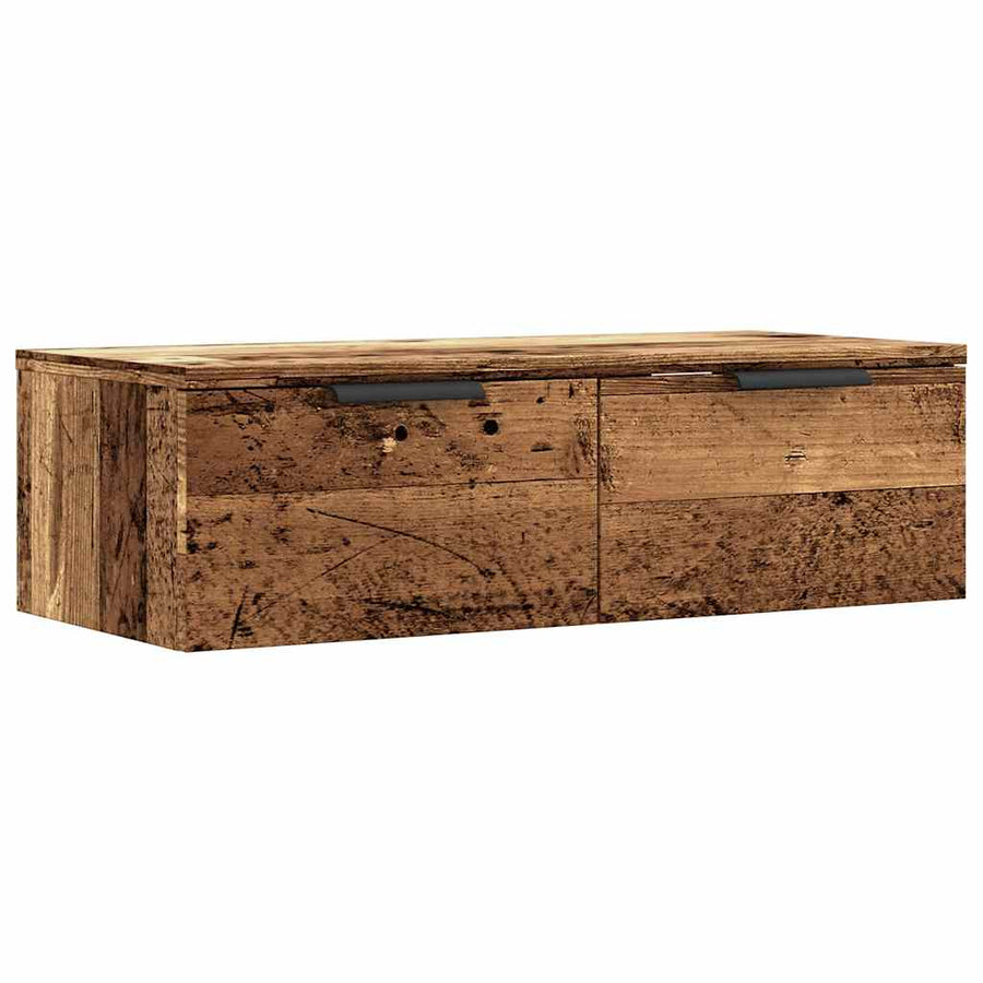 Wandkast 68x30x20 cm bewerkt hout artisanaal eikenkleurig