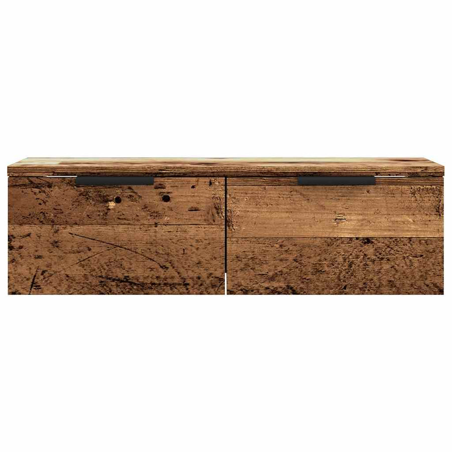 Wandkast 68x30x20 cm bewerkt hout artisanaal eikenkleurig