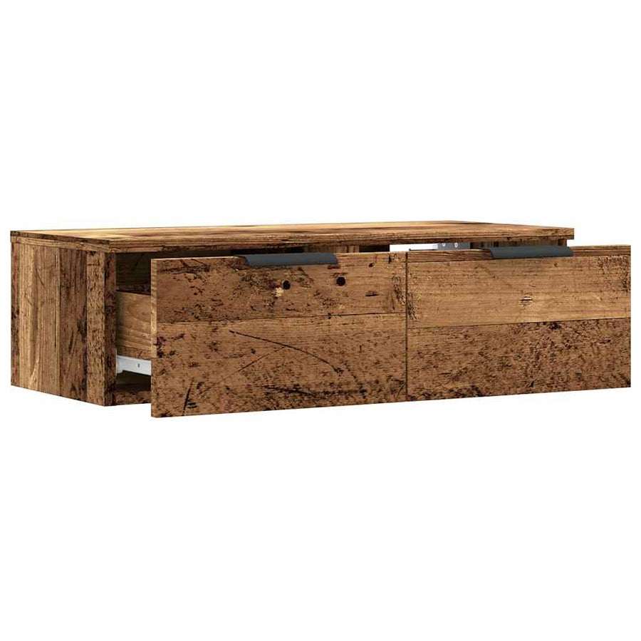 Wandkast 68x30x20 cm bewerkt hout artisanaal eikenkleurig