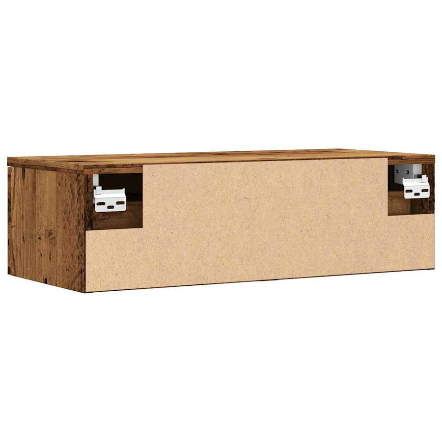 Wandkast 68x30x20 cm bewerkt hout artisanaal eikenkleurig