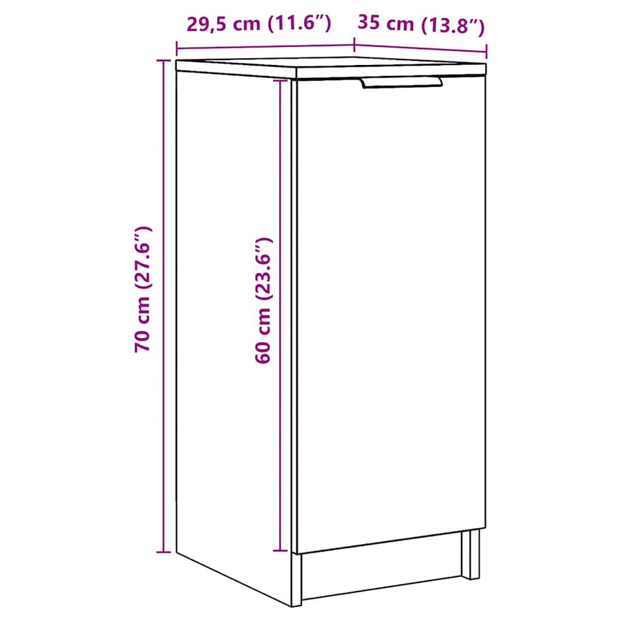 Schoenenkast 30x35x70 cm bewerkt hout oud houtkleurig
