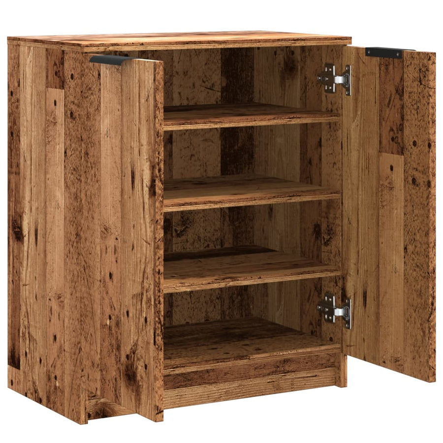Schoenenkast 59x35x70 cm bewerkt hout oud houtkleurig