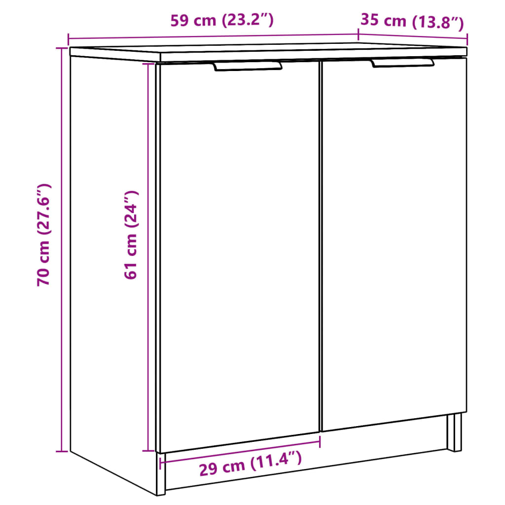 Schoenenkast 59x35x70 cm bewerkt hout oud houtkleurig