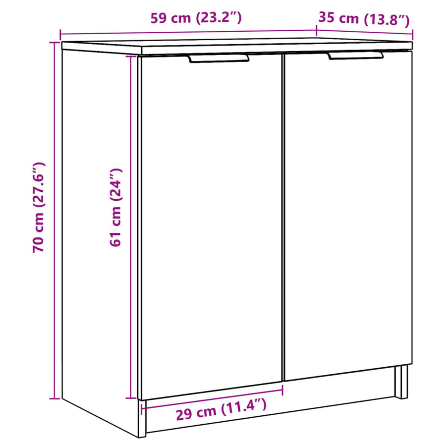 Schoenenkast 59x35x70 cm bewerkt hout oud houtkleurig