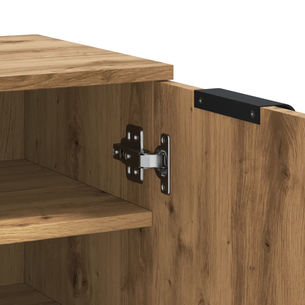Schoenenkast 29,5x35x100,5 cm bewerkt hout artisanaal eiken