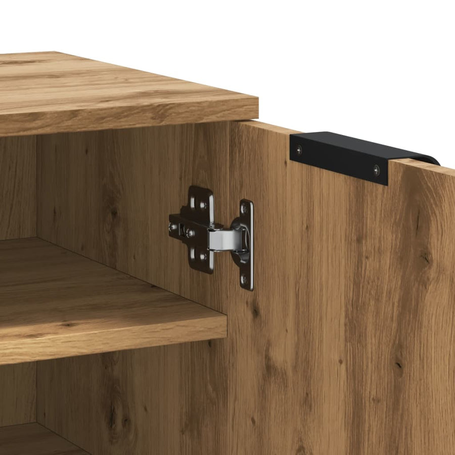 Schoenenkast 29,5x35x100,5 cm bewerkt hout artisanaal eiken