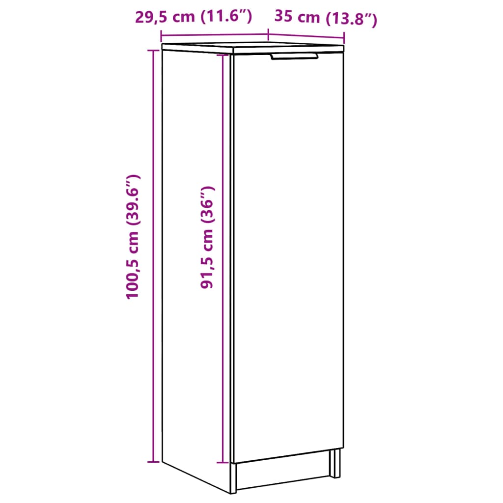 Schoenenkast 29,5x35x100,5 cm bewerkt hout artisanaal eiken