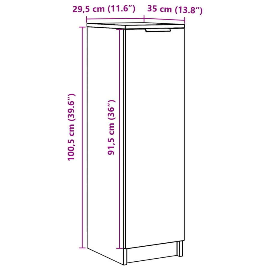 Schoenenkast 29,5x35x100,5 cm bewerkt hout artisanaal eiken