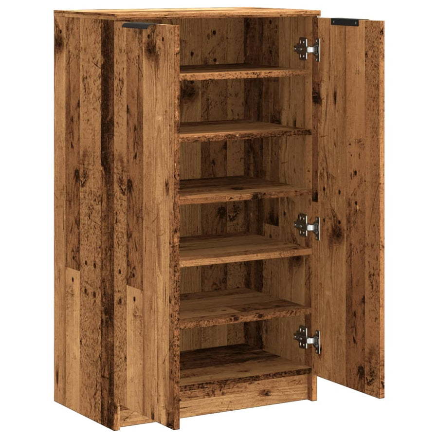 Schoenenkast 59x35x100,5 cm bewerkt hout oud houtkleurig