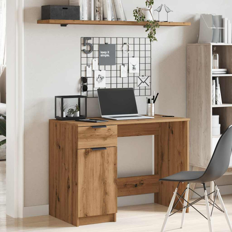 Bureau 100x50x75 cm bewerkt hout artisanaal eikenkleur