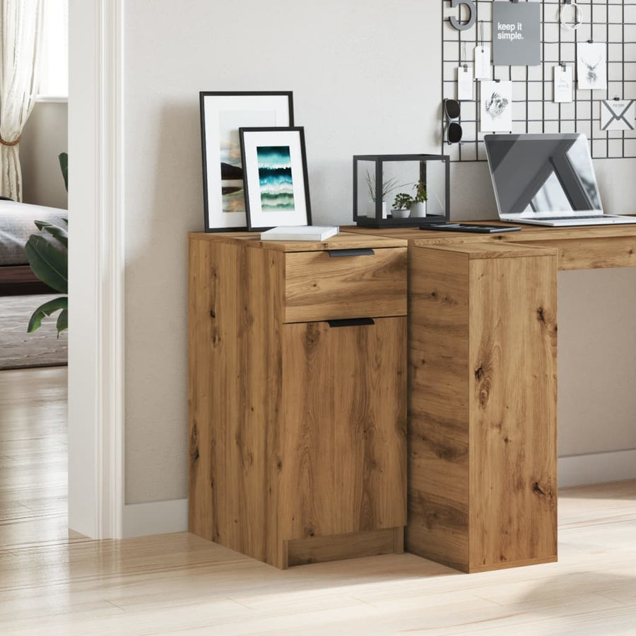 Bureaukast 33x50x75 cm bewerkt hout artisanaal eikenkleurig