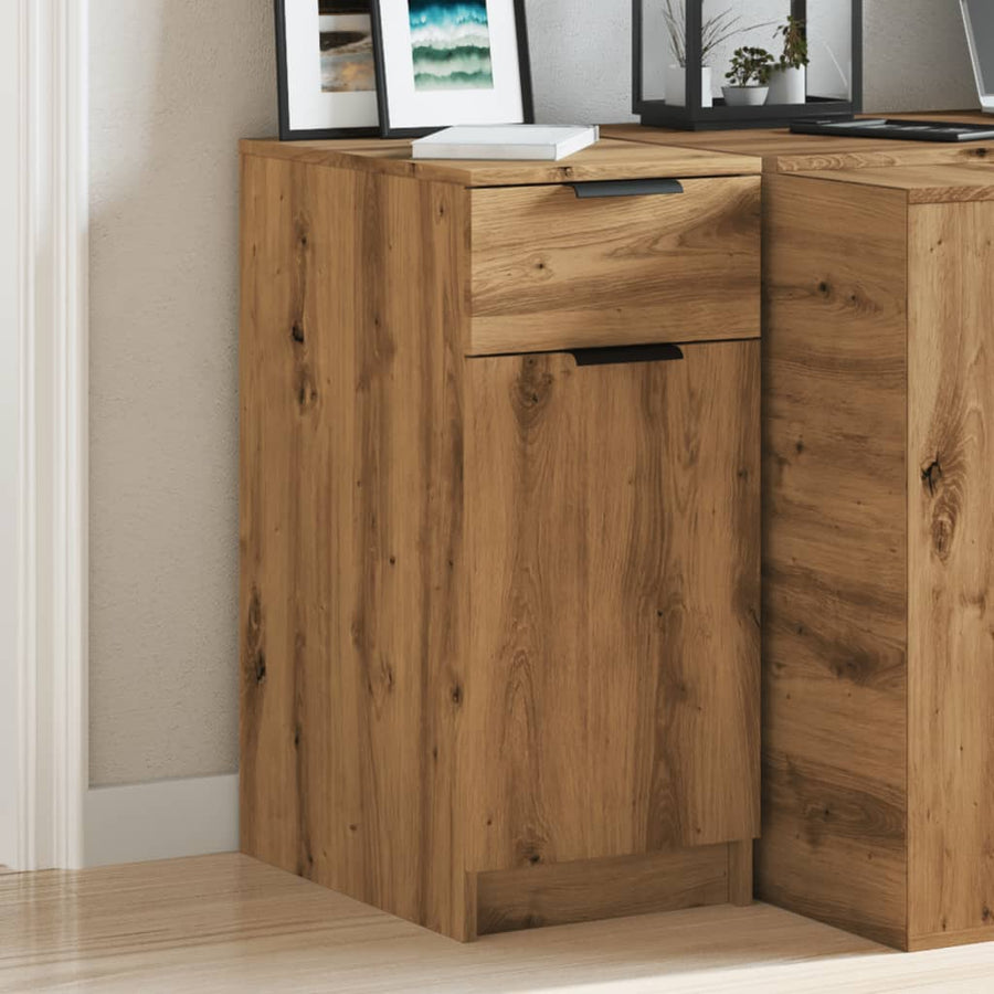 Bureaukast 33x50x75 cm bewerkt hout artisanaal eikenkleurig