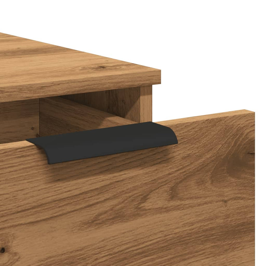 Bureaukast 33x50x75 cm bewerkt hout artisanaal eikenkleurig