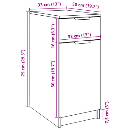 Bureaukast 33x50x75 cm bewerkt hout artisanaal eikenkleurig
