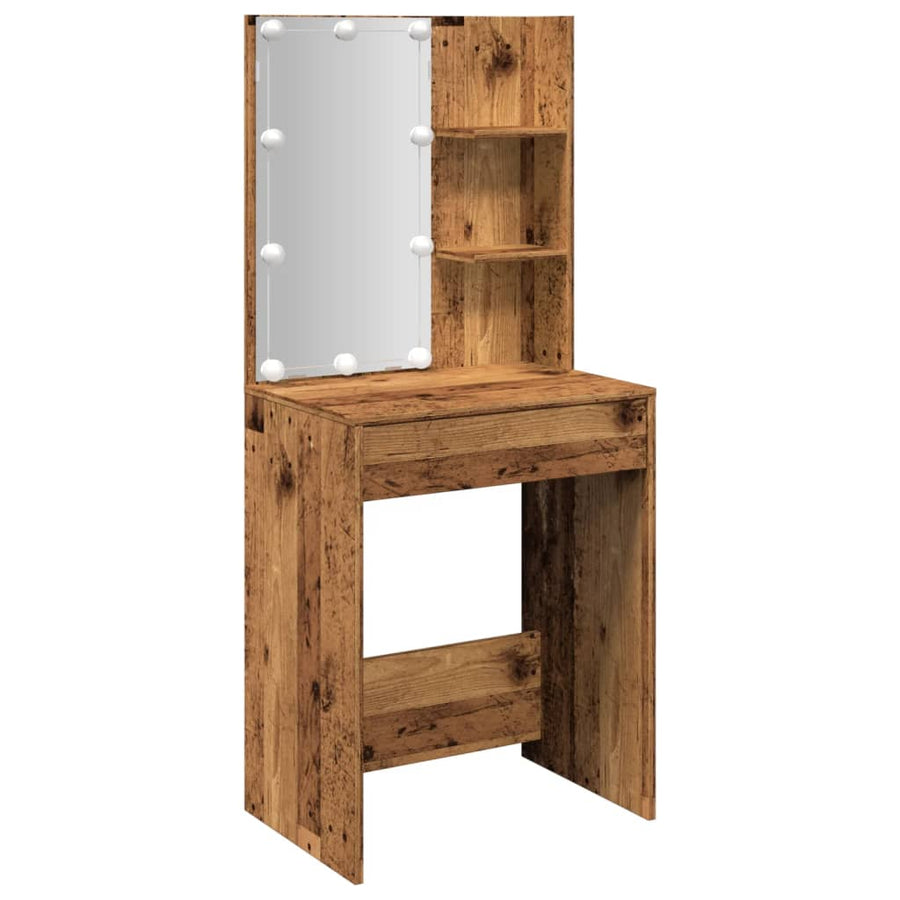 Kaptafel met LED-verlichting 60x40x140 cm oud houtkleurig