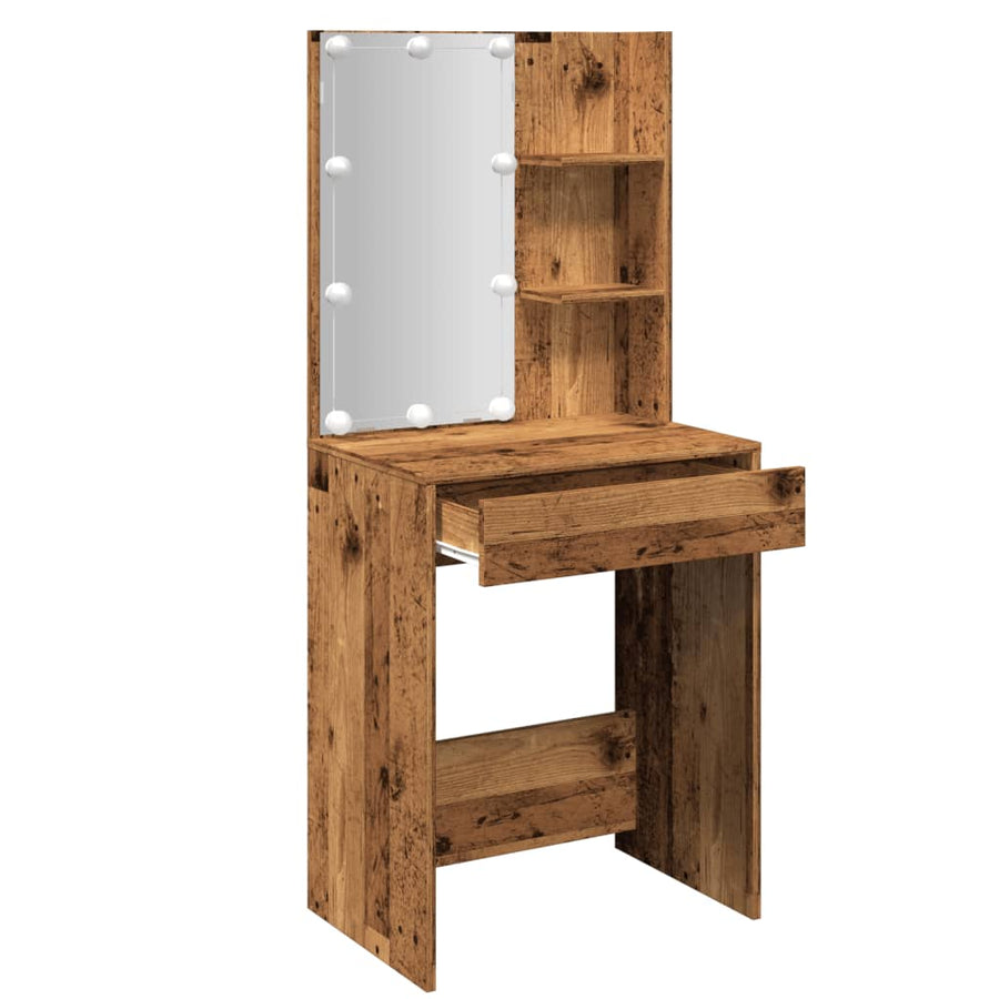 Kaptafel met LED-verlichting 60x40x140 cm oud houtkleurig