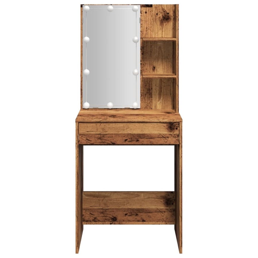 Kaptafel met LED-verlichting 60x40x140 cm oud houtkleurig