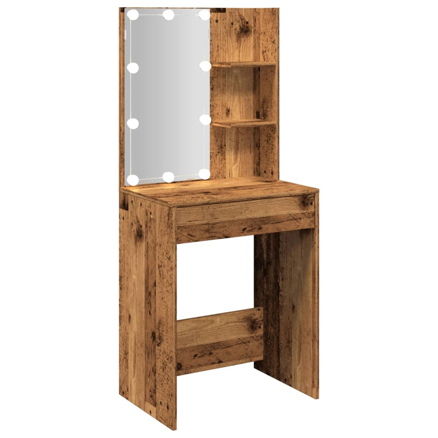 Kaptafel met LED-verlichting 60x40x140 cm oud houtkleurig