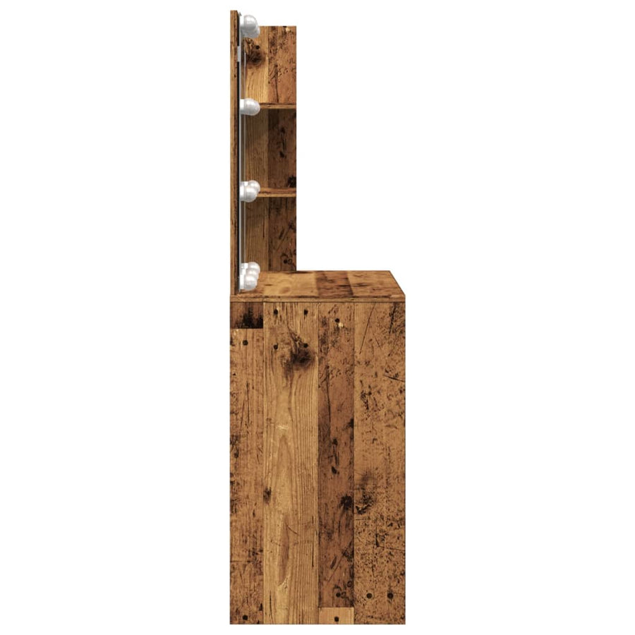 Kaptafel met LED-verlichting 60x40x140 cm oud houtkleurig