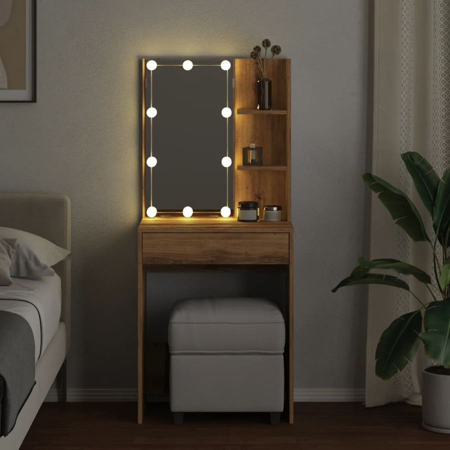 Kaptafel met LED-verlichting 60x40x140 cm artisanaal eikenkleur