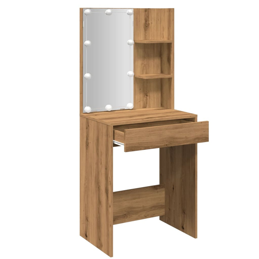 Kaptafel met LED-verlichting 60x40x140 cm artisanaal eikenkleur