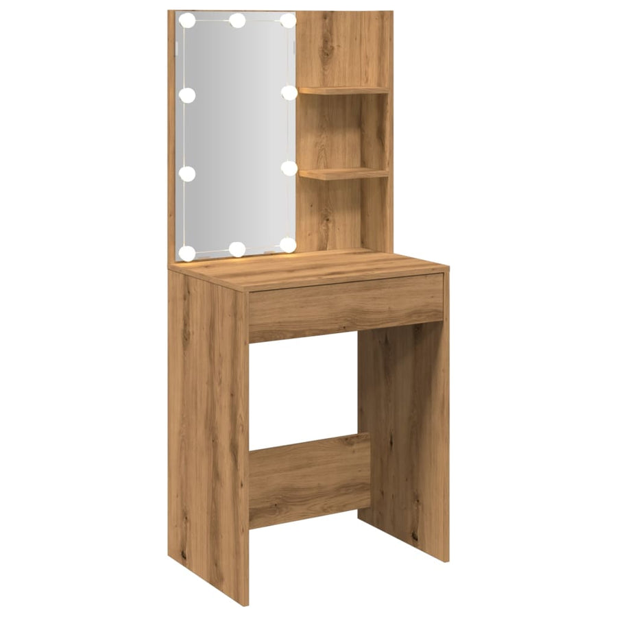 Kaptafel met LED-verlichting 60x40x140 cm artisanaal eikenkleur
