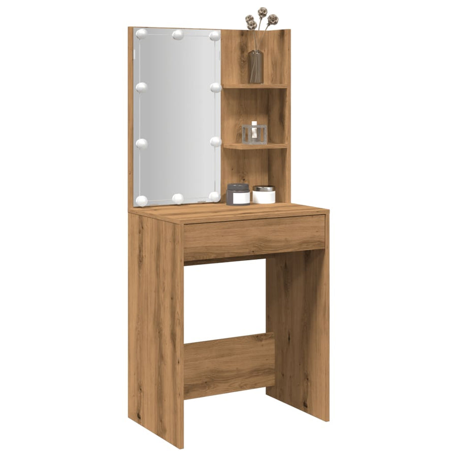 Kaptafel met LED-verlichting 60x40x140 cm artisanaal eikenkleur