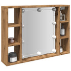 Spiegelkast 76x15x55 cm bewerkt hout eiken led