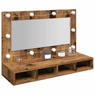 Mirror cabinet with LED lighting 90x31.5x62 cm antique wood colour