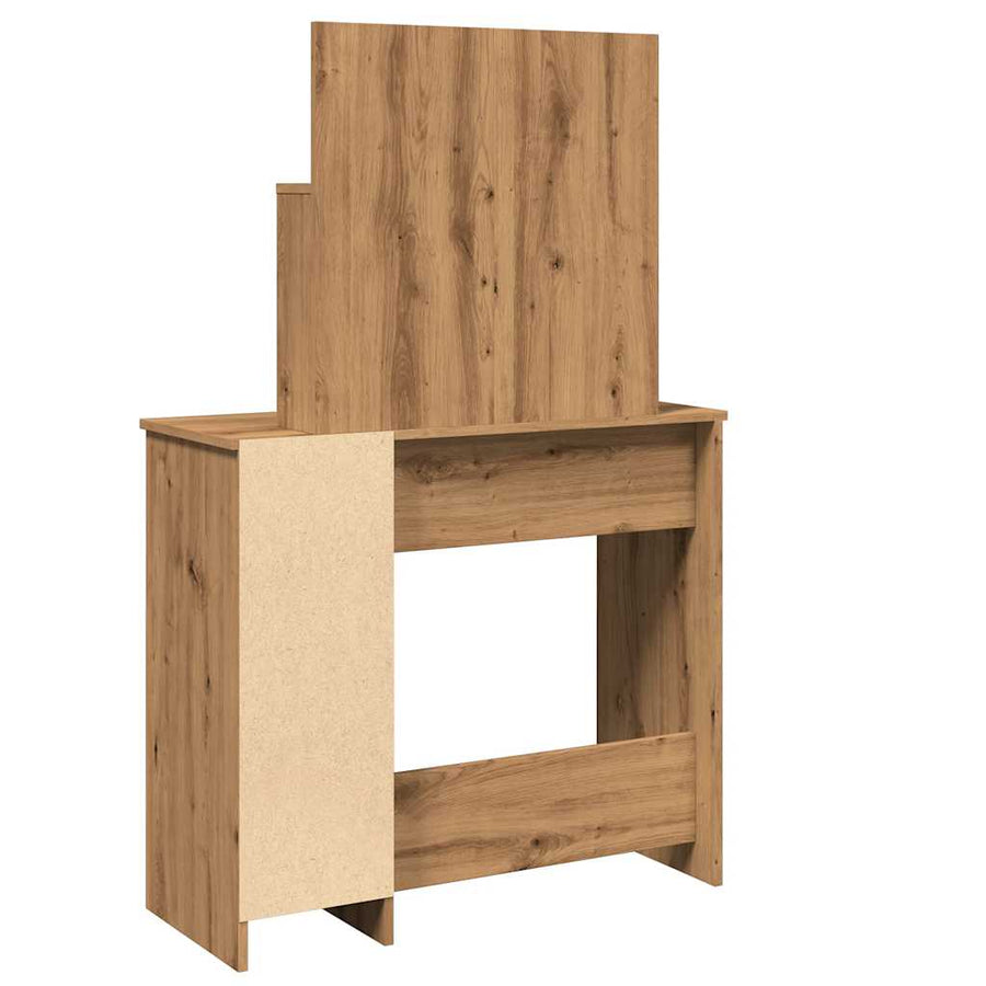 Kaptafel met spiegel 86,5x35x136 cm artisanaal eikenkleur