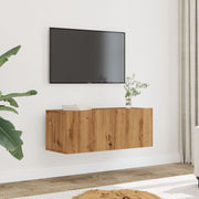 Tv-meubel wandgemonteerd 80x30x30 cm eikenkleur (2 stuks)