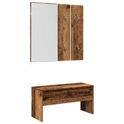 Halmeubelset bewerkt hout oud houtkleurig 80x30x40 cm