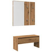 Halmeubelset bewerkt hout eikenkleur 80x30.5x40 cm