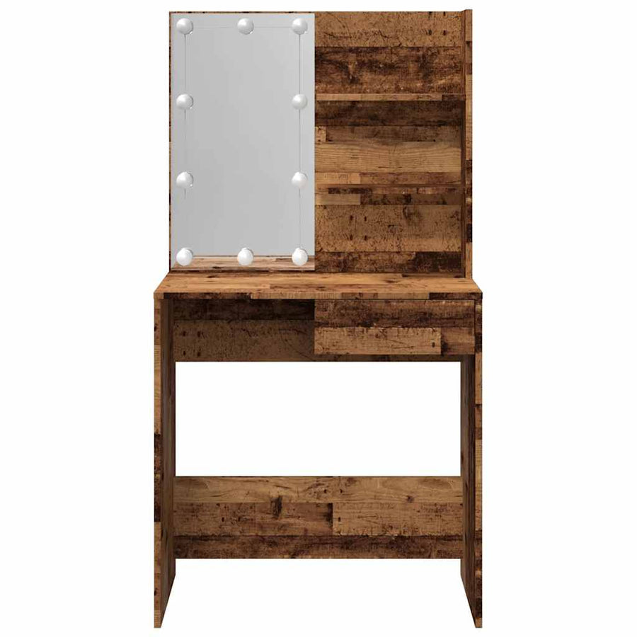 Kaptafel met LED-verlichting 74,5x40x141 cm oud houtkleurig