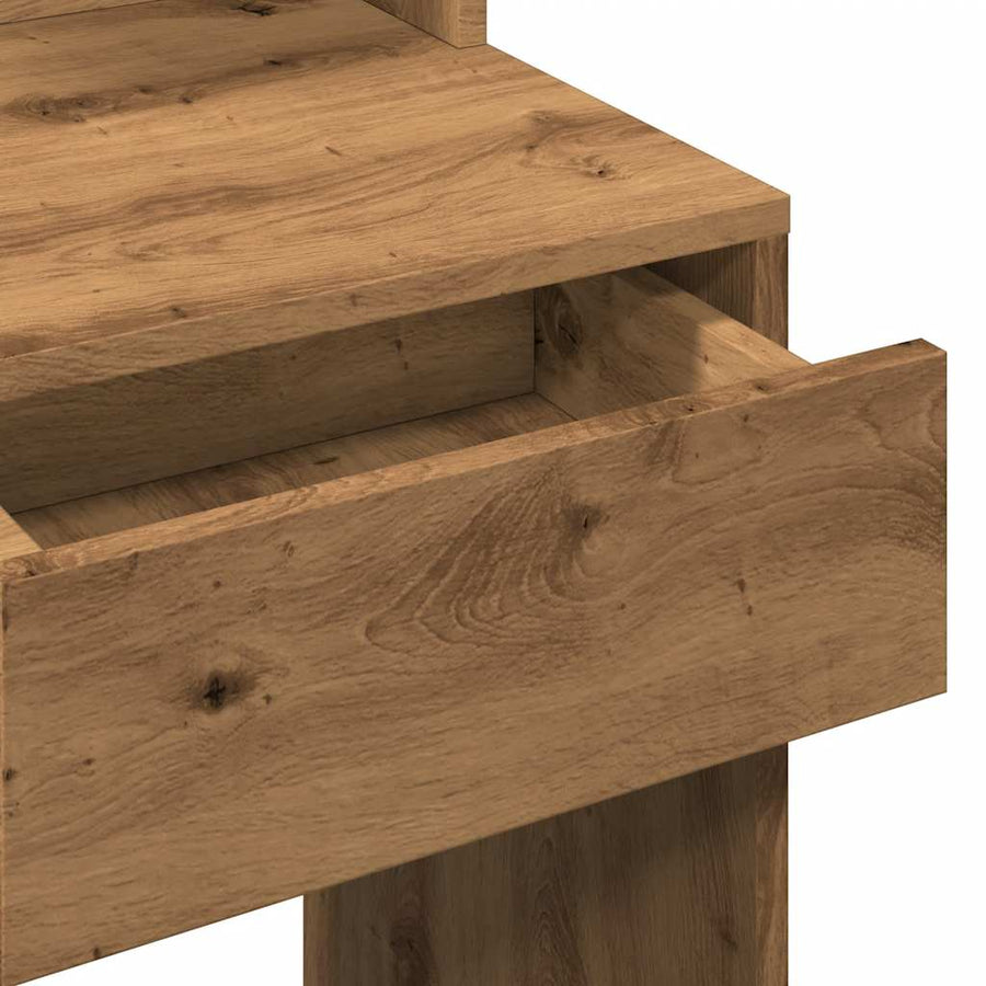 Kaptafel met LED-verlichting 74,5x40x141 cm artisanaal eiken