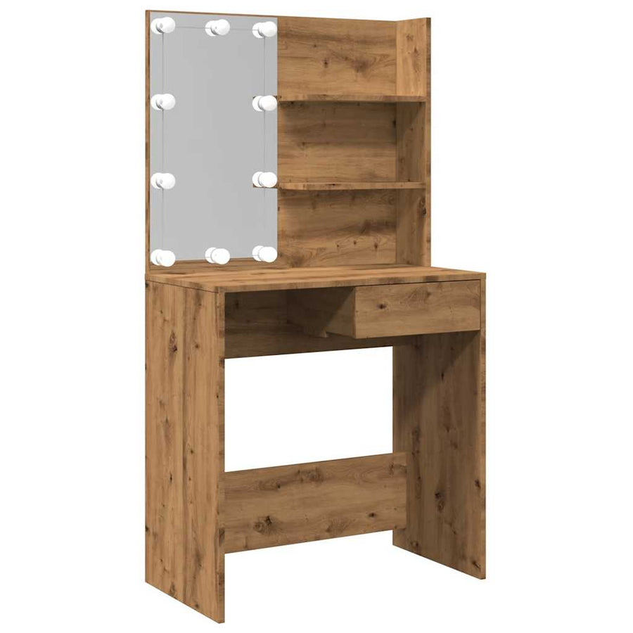 Kaptafel met LED-verlichting 74,5x40x141 cm artisanaal eiken