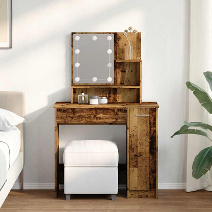 Kaptafel met LED-verlichting 86,5x35x136 cm oud houtkleurig