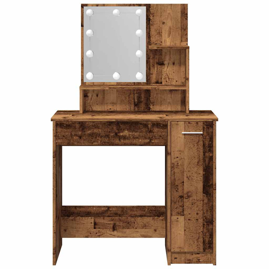 Kaptafel met LED-verlichting 86,5x35x136 cm oud houtkleurig