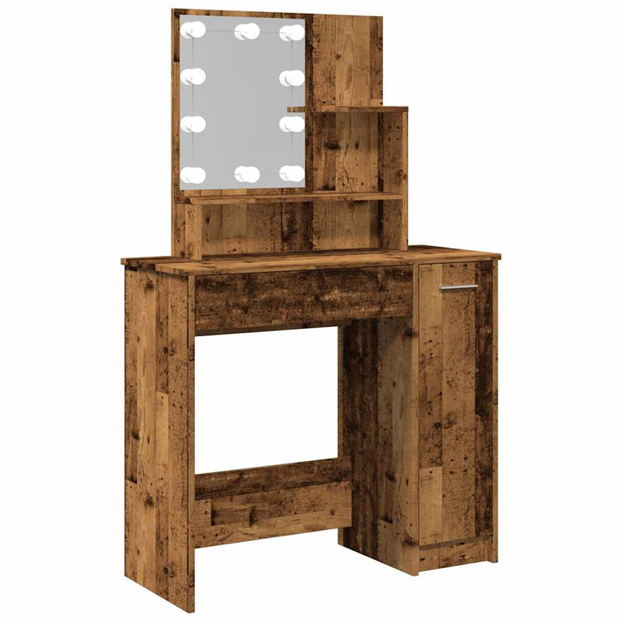 Kaptafel met LED-verlichting 86,5x35x136 cm oud houtkleurig