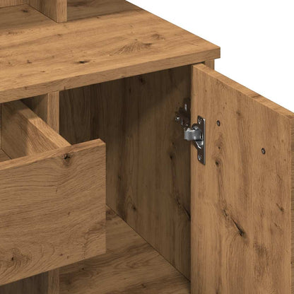 Kaptafel met LED-verlichting 86,5x35x136 cm artisanaal eiken