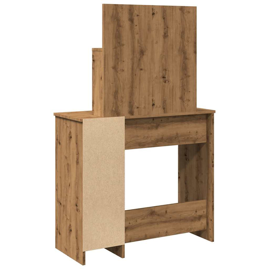 Kaptafel met LED-verlichting 86,5x35x136 cm artisanaal eiken