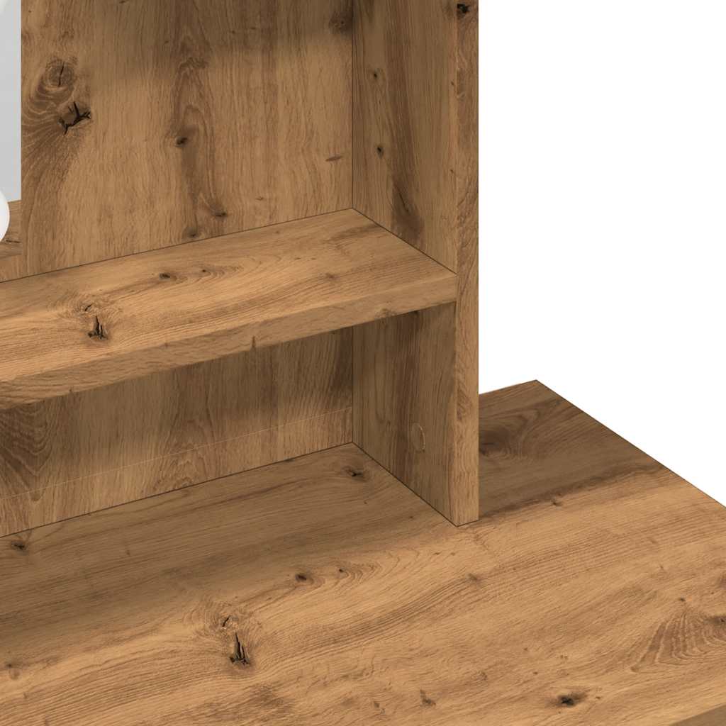 Kaptafel met LED-verlichting 86,5x35x136 cm artisanaal eiken