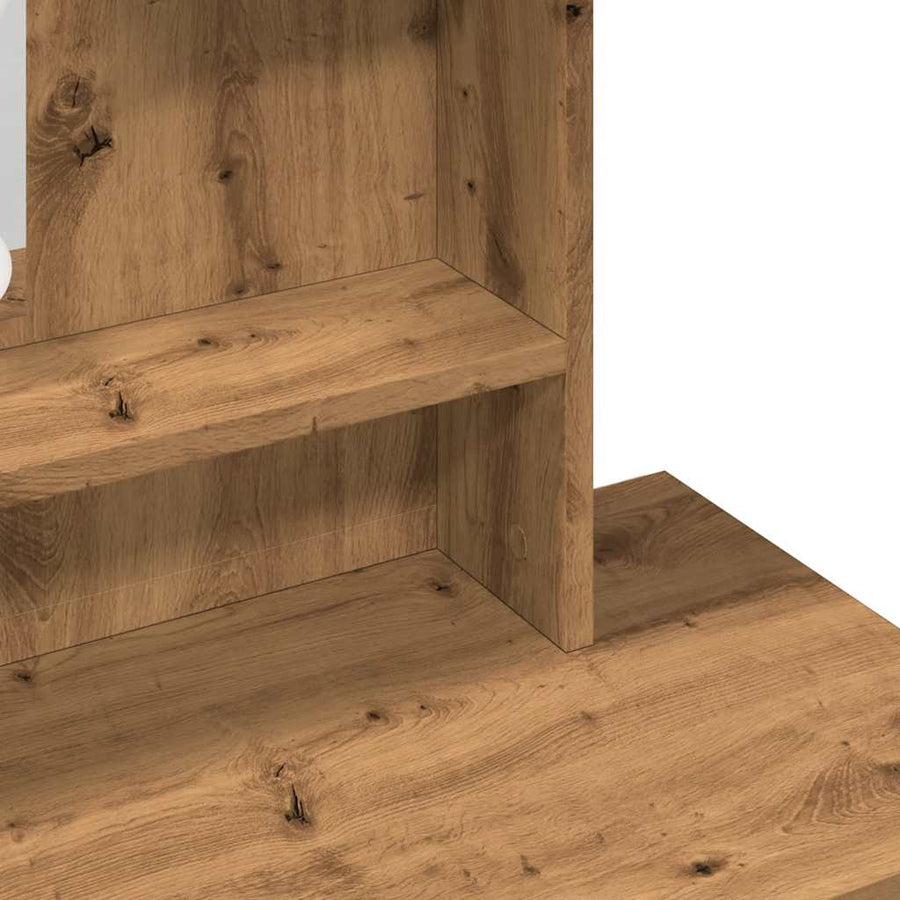 Kaptafel met LED-verlichting 86,5x35x136 cm artisanaal eiken